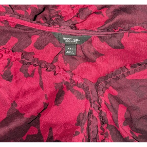 Simply Vera Vera Wang Dress XXL Women's Pink Vneck Ruffle A Line Slip Lining - Picture 6 of 9